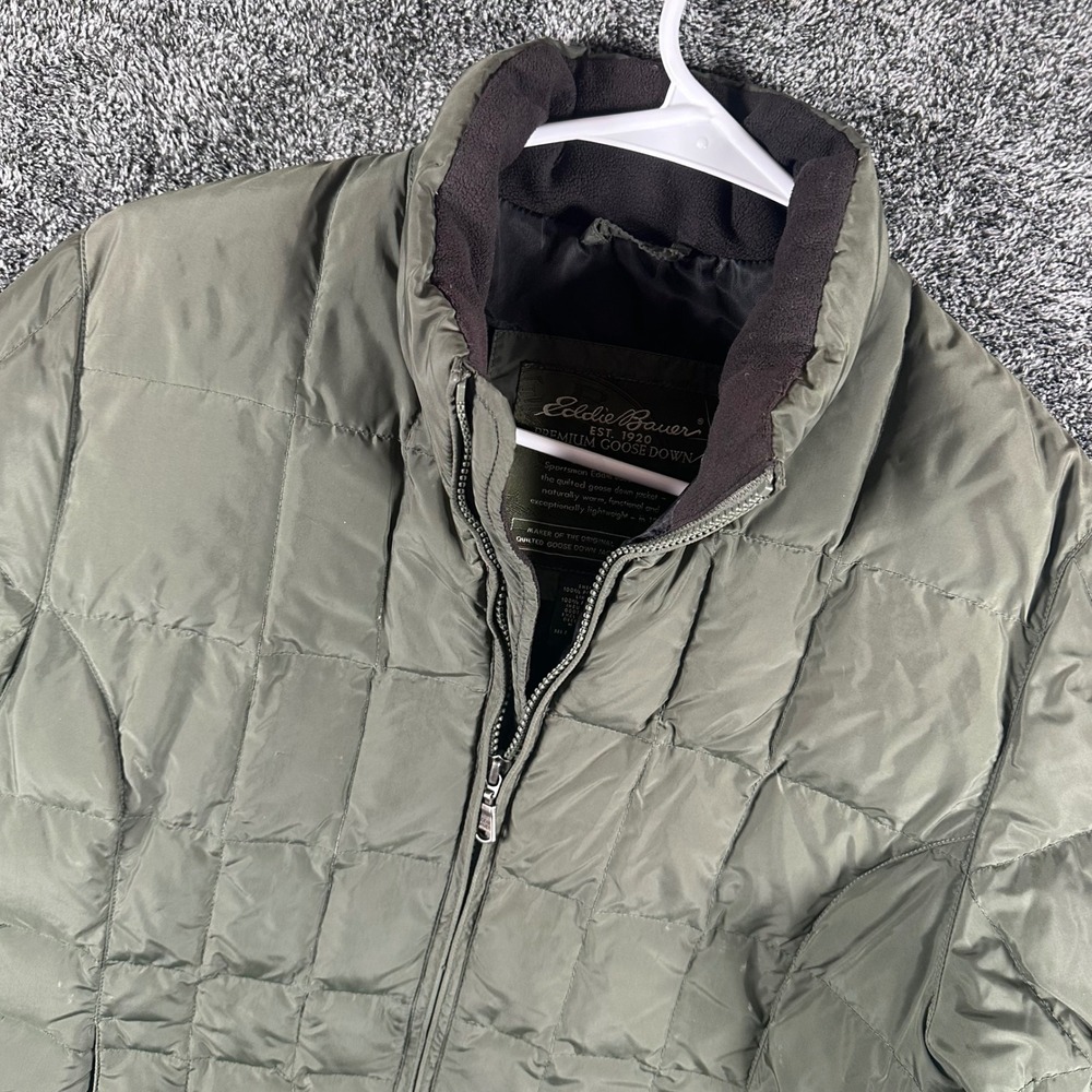 Eddie Bauer Jacket Womens S Puffer Olive Green Quilted Premium Goose Down Zip